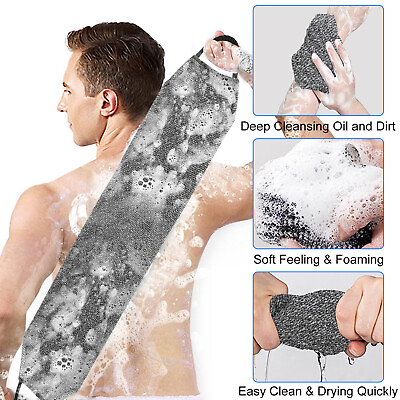 #ad Exfoliating Back Scrubber Towel Strip Shower Bath Spa Skin Body Wash Cloth Soft $9.98