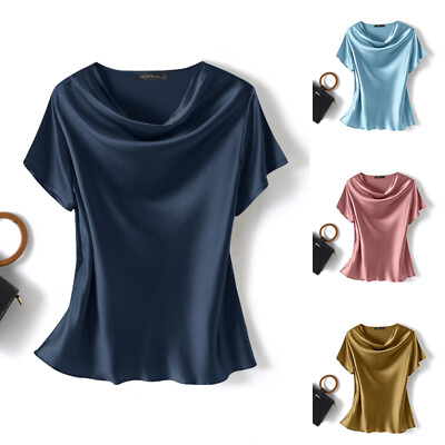 #ad US STOCK Women Fashion Satin Silky Tank Tee Summer Casual Vacation Party T Shirt $17.66
