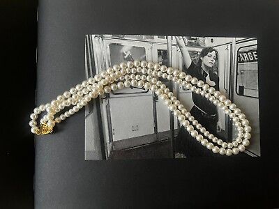 #ad Double Layered Swarovski Pearl Necklace（White $63.00
