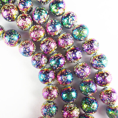 #ad 12mm Rainbow Titanium Crystal Agate Druzy Quartz Ball Loose Bead 15.5 quot; J143tz $9.12