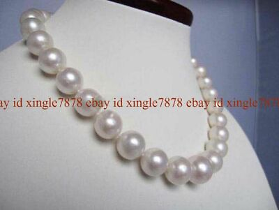 #ad Perfect 11 12mm Huge White Round Pearl Necklace 16 28#x27;#x27; $88.99