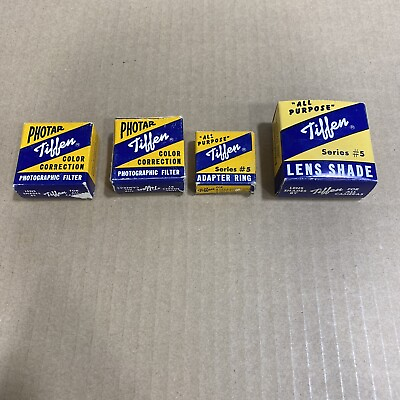 #ad VINTAGE LOT OF TIFFEN PHOTOGRAPHIC FILTER ADAPTER RING LENS SHADE NOS $58.50