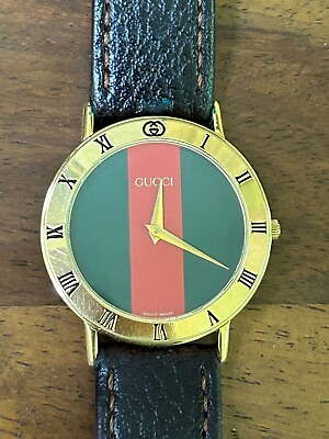 #ad Gucci 3000M 18K GP Men#x27;s Women#x27;s Watch with Red amp; Green Dial 33 mm $299.00