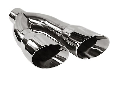 #ad 3quot; Universal Exhaust Tip Dual 4quot; Outlet 16.00quot; long Dual Wall Polish Stainless $76.62