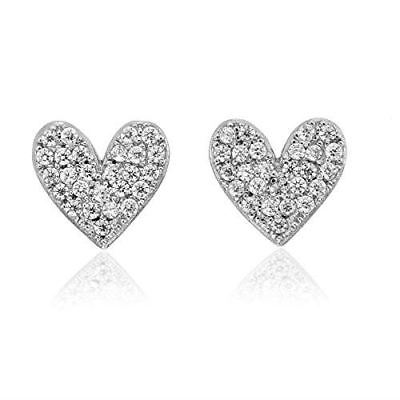 #ad 925 Sterling Silver Pave Heart Earrings Stud Earrings Zirconia GBP 22.99