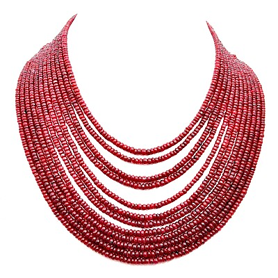 #ad 100% Natural Cabochon Red Ruby 120.68Ct Beaded Women#x27;s Necklace $280.00