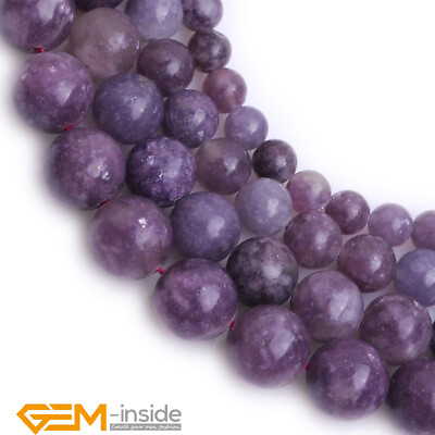 #ad Natural Purple Lepidolite Round Polished Gemstone For Jewellery Making Beads 15quot; AU $6.08