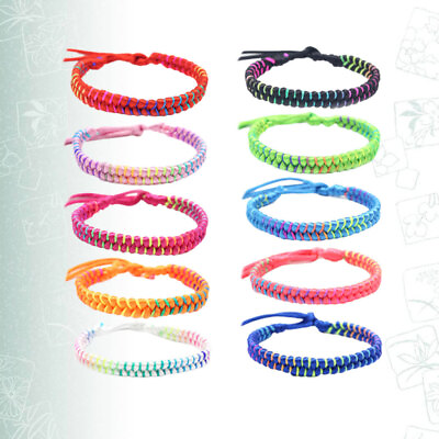 #ad 10 Pcs Miss Woven Wrist Bracelet Link Bracelets Women Weaving Cord Bangles $9.20