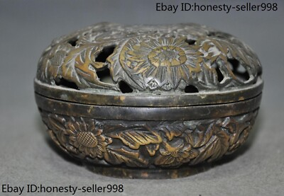 #ad 3.8#x27;#x27; Marked China palace dynasty bronze Flower pattern statue sandalwood burner $84.15