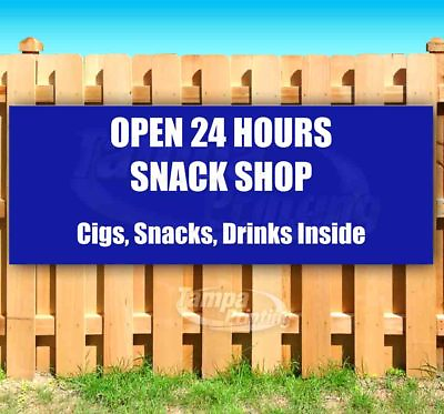 #ad SNACK SHOP OPEN 24 HOURS CIGS Advertising Vinyl Banner Flag Sign Many Sizes $27.52
