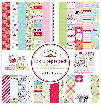 #ad Doodlebug Double Sided Paper Pack 12quot;X12quot; 12 Pkg Candy Cane Lane $19.08