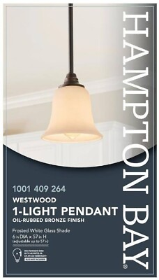 #ad HAMPTON BAY 1 Light Oil Rubbed Bronze Mini Pendant with Frosted White Shade $22.50
