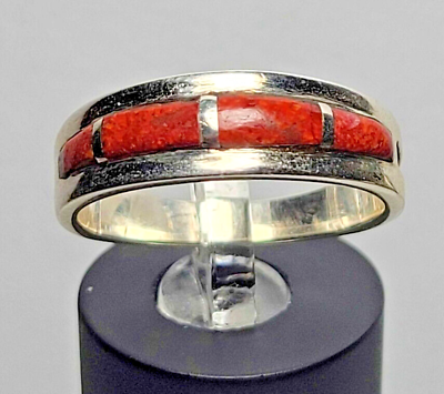 #ad Santa Fe Style Plum Coral Ring in Sterling Silver Size 9.0 4.00 ctw $45.00