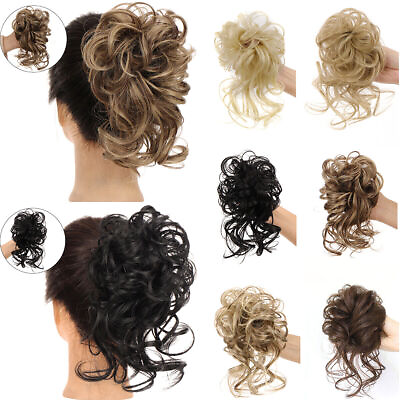 #ad Fashion Women Hair Piece Chignon Messy Bun Ponytail Hair Curly Extensions $5.39