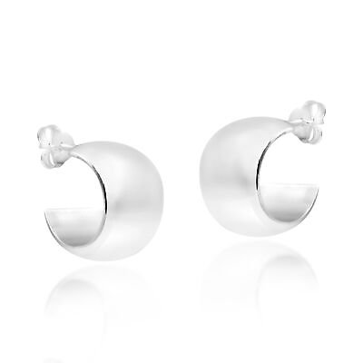 #ad Classically Stylish Thick Half Hoop Sterling Silver Huggie Stud Earrings $19.99