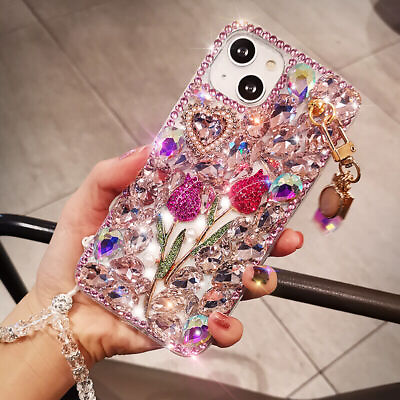 #ad For iPhone 15 Pro Max 14 13 12 11 X 8 7 Bling Glitter Flower Diamond Case Cover $11.38