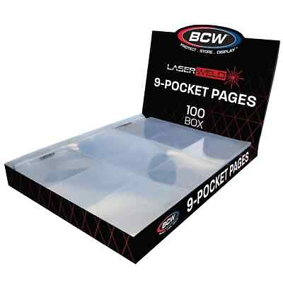 #ad 1 Box of 100 BCW 9 Pocket Pages LASERWELD Card Storage Album Binder Sheets $26.38