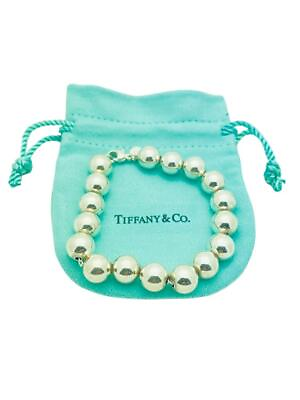 #ad Tiffany amp; Co. Sterling Silver HardWear 10mm Bead Ball Bracelet 7.5quot; Pouch $187.49