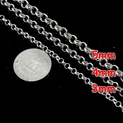 #ad 925 Sterling Silver Chains Rolo Soldered Necklace Belcher 3mm 4mm 5mm 7quot; 36quot; $102.39