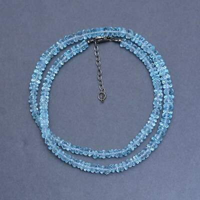 #ad Aquamarine gemstone beads 1 Necklace 1 Bracelet 925 silver jewelry Gift h55 $79.66