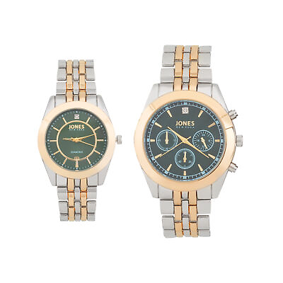 #ad Jones New York Unisex Green Gold Silver His amp; Hers Watch Set $29.99