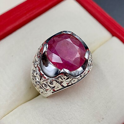 #ad Man Ruby Ring Natural Ruby Ring 925 Silver Yaqoot Ring Real Yaqoot Stone $170.00