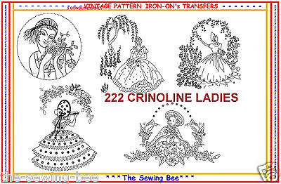 #ad 222 5 Crinoline Lady Ladies Embroidery IRON ON Transfers Patterns $8.99