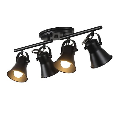 #ad 4 Light Track Lighting Kit Directional Ceiling Light Industrial Black Kitch... $96.88