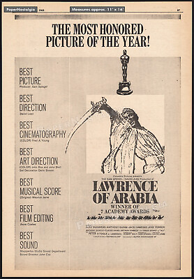#ad LAWRENCE OF ARABIA Original 1963 Trade Oscar AD promo poster 7 Academy Awards $19.99