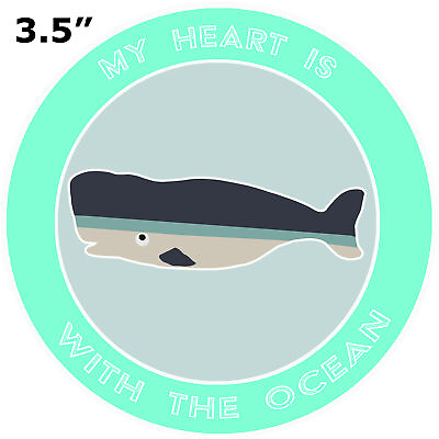 #ad Whale My Heart is with The Ocean Car Truck Window Bumper Graphic Sticker Decal $2.99