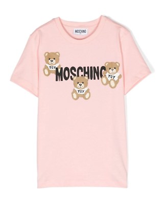 #ad Moschino girls pink teddy bear print cotton logo tshirt size 4 10 12 $65.00