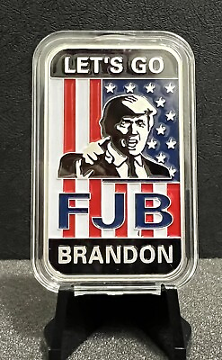 #ad #ad 2024 Trump FJB Let’s Go Brandon Hand Enameled 1 Oz Silver Flag Art Bar .999 🇺🇸 $69.95