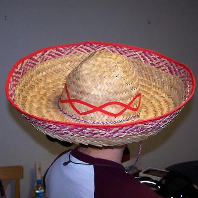 #ad 1 LARGE STRAW MEXICAN SOMBRERO HAT mexico ht47 tall cap dressup costumes PARTY $14.36