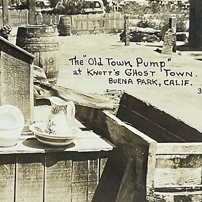 #ad RPPC Buena Park CA Knott#x27;s Berry Farm Ghost Town Postcard Old Town Pump UNP $5.98