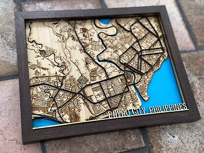 #ad Custom Map 3D Your Hometown Birthplace Ancestral Wooden Wall Art FREE SHIP $249.99