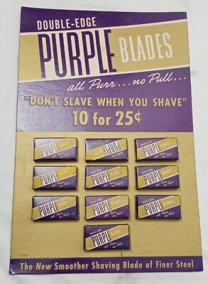 #ad New Vintage Purple Double Edge Safety Razor Blades Retail Card 10x 10pk = 100 $14.99