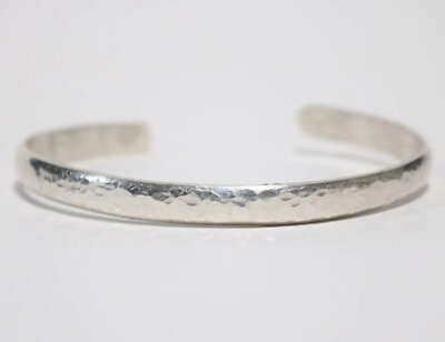 #ad Vintage Hammered Silver Tone Cuff Bracelet Custom Jewelry $14.15