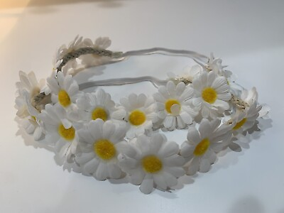 #ad 2 Fashion Flower Headbands White Hair Wreath Festival Bands Bridal Headpiece $5.77