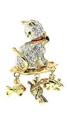#ad Clear Crystals Lovely Kitty Cat Pin Brooch $8.99