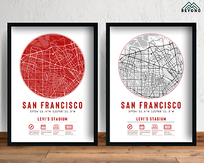 #ad San Francisco 49ers Levi#x27;s Stadium Map Print Poster NFL Sport Gift Stadium SF $23.99