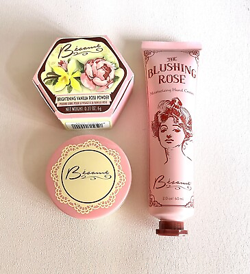 #ad Besame Brightening Vanilla Rose Face Powder And Blushing Rose Hand Cream NIB $35.00