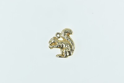 #ad 14K 3D Squirrel Forest Animal Nature Motif Charm Pendant Yellow Gold *54 $143.96