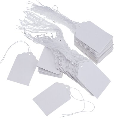 #ad 500 Pcs White Price Tags with String Writable Jewelry Tags for Clothing Yard $15.25