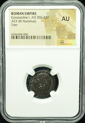 #ad Roman Empire Constantine I AD 307 337 AE 3 Bi Nummus NGC AU Trier #I503 $129.00