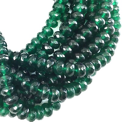 #ad Green Emerald Jade Faceted Rondelle Loose Beads 15quot; strand 4mm 6mm 8mm 10mm $8.99