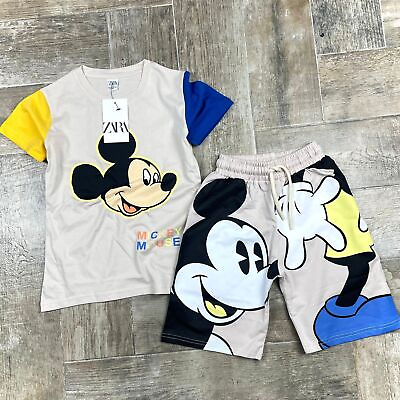 #ad NWT Zara Mickey Mouse Tshirt and short unisex set for kids $29.99