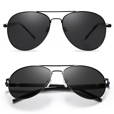 Aviator Sunglasses Men Women Classic Black Shades Metal Frame with UV Protection $26.99