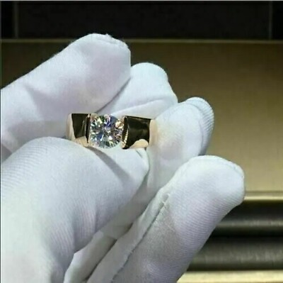 #ad Men#x27;s Wedding Ring IGI Certified Lab Grown 7 MM Solitaire Diamond 925 Silver $947.74