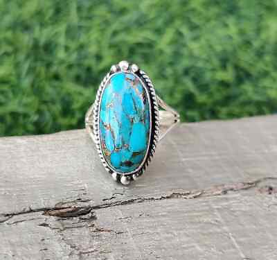 #ad Blue Copper Turquoise 925 Sterling Silver Handmade Statement Ring All Size R409 $11.22