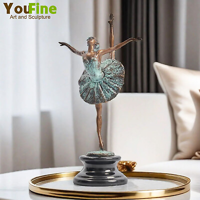 #ad Bronze Ballet Dancer Sculpture Ballerina Dance Statue Marble Base For Home Decor $377.40